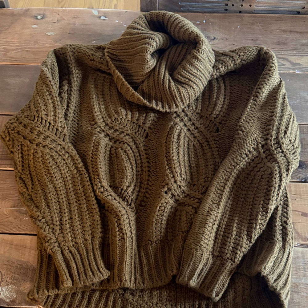 Allison Joy Olive Knit Turtleneck Sweater